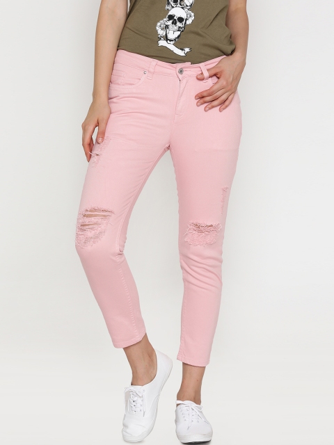 

Blue Saint Women Pink Slim Fit Mid-Rise Mildly Distressed Stretchable Jeans