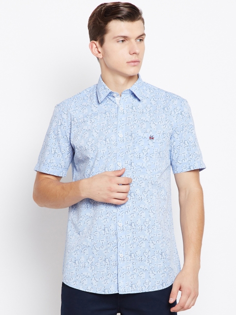 

Crimsoune Club Men Blue Slim Fit Printed Casual Shirt