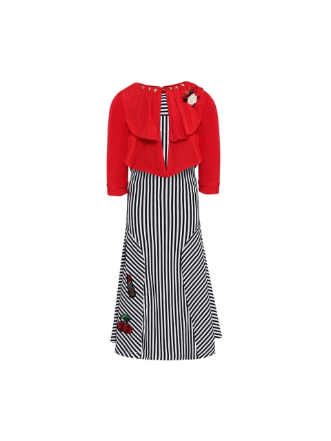 

Aarika Girls Red Striped Fit and Flare Dress
