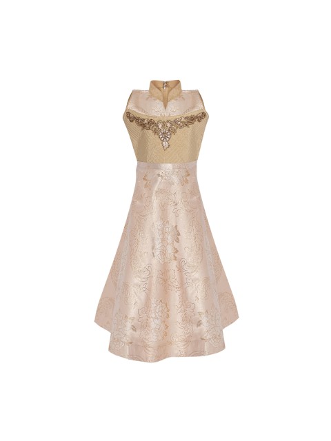 

Aarika Girls Beige Embellished Fit and Flare Dress