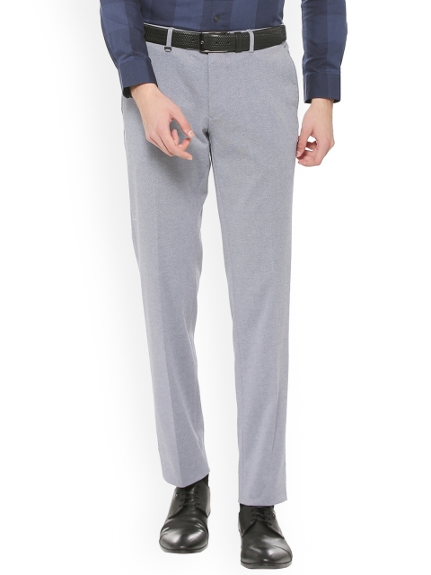 

Van Heusen Men Grey Slim Fit Self Design Formal Trousers