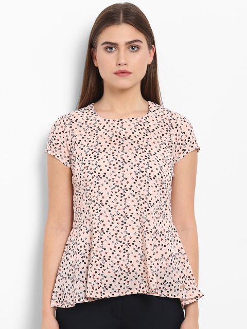 

Park Avenue Women Beige Printed Peplum Top