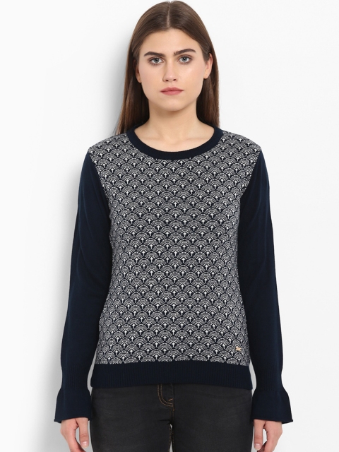 

Park Avenue Women Navy Blue Self Design Pullover