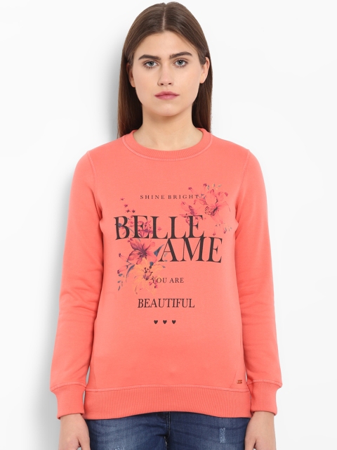 

Park Avenue Women Coral Printed Sweatshirt