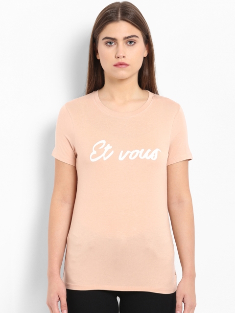 

Park Avenue Women Beige Printed Round Neck T-shirt