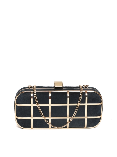 

Kazo Navy Blue Checked Box Clutch