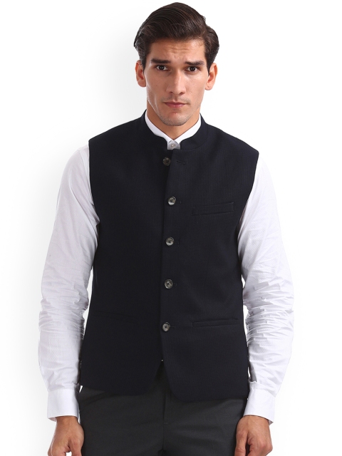

Arrow Men Blue Woven Design Nehru Jacket