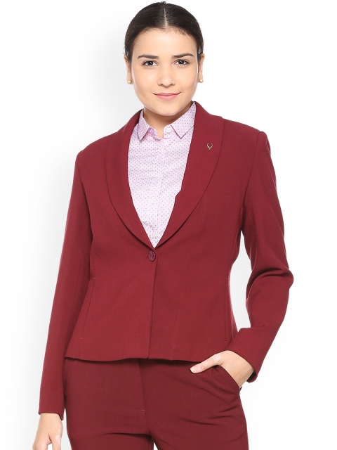 

Allen Solly Woman Maroon Single-Breasted Blazer