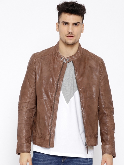 

U.S. Polo Assn. Denim Co. Men Brown Solid Leather Jacket