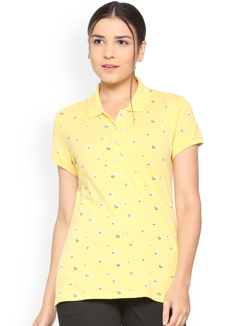 

Allen Solly Woman Yellow Printed Polo Collar T-shirt