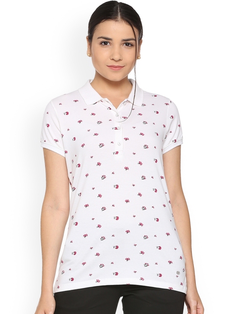 

Allen Solly Woman Women White Printed Polo Collar T-shirt