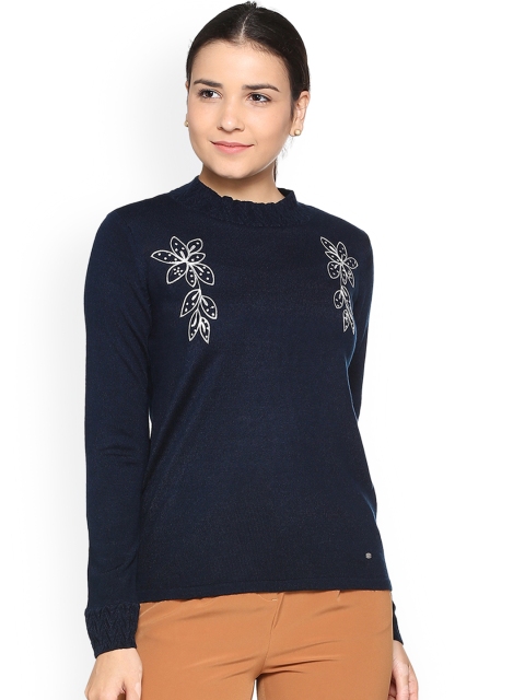 

Allen Solly Woman Navy Blue Solid Pullover