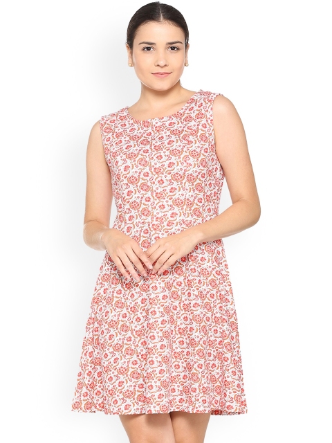 

Allen Solly Woman Pink & White Printed Fit and Flare Dress
