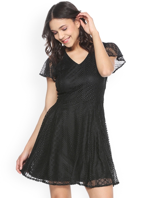 

Allen Solly Woman Black Self Design Fit and Flare Dress