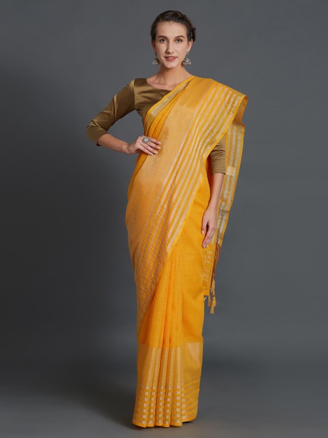 

Mitera Yellow Striped Silk Cotton Saree