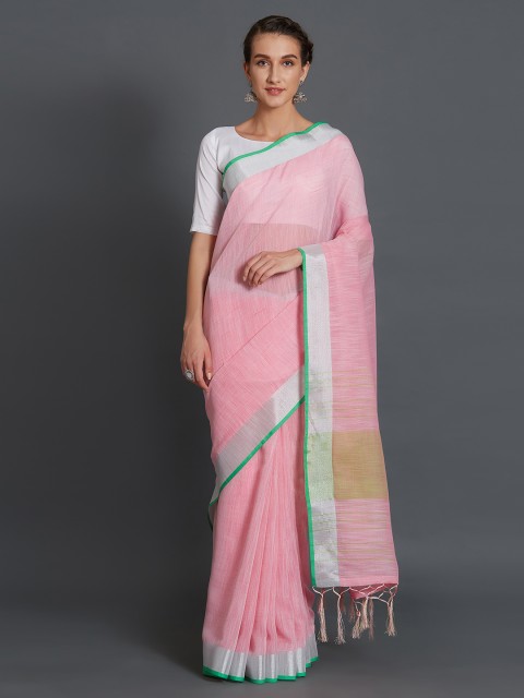 

Mitera Pink Striped Silk Cotton Saree