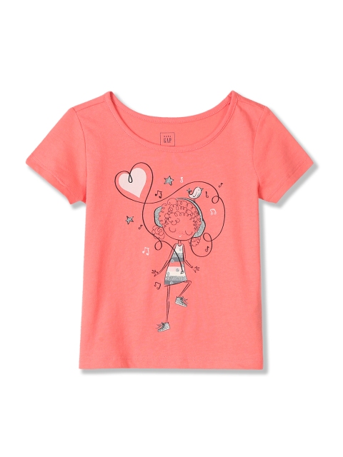 

GAP Girls Pink Short Sleeve Embellished Graphic T-Shirt
