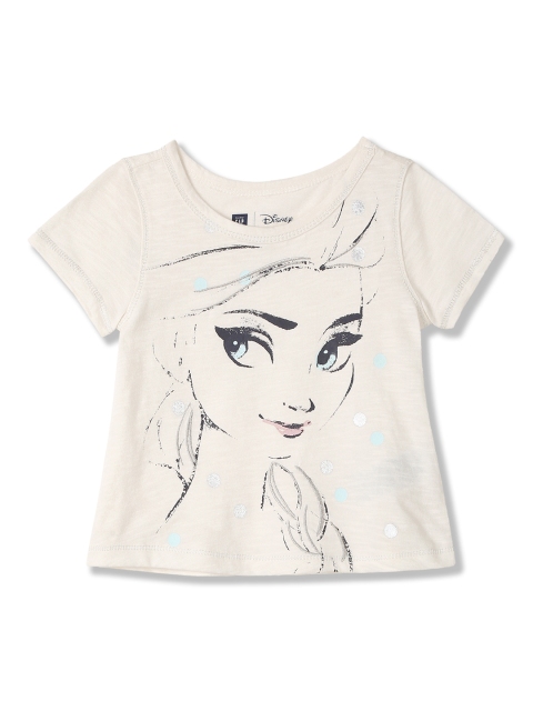 

GAP Girls White Short Sleeve Slub Graphic T-Shirt, Off white
