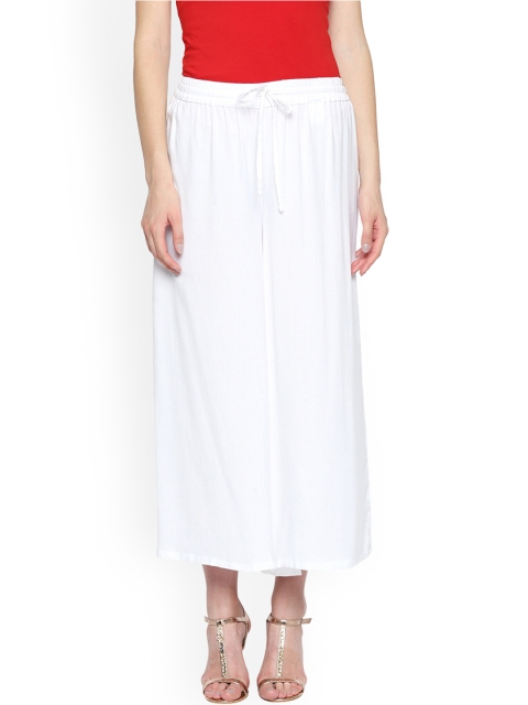 

RANGMANCH BY PANTALOONS Women White Wide Leg Solid Palazzos