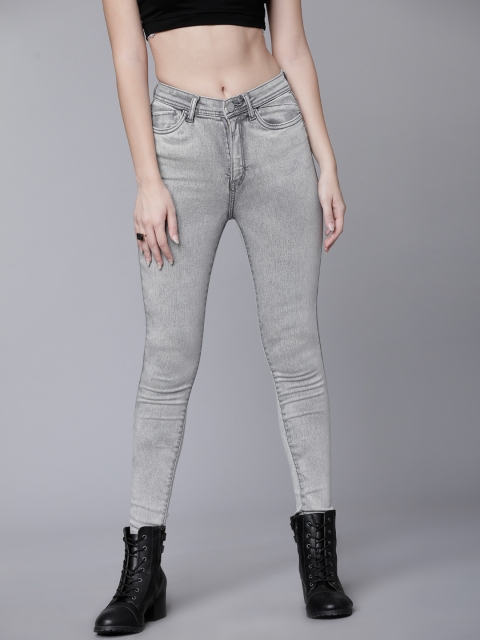 

Tokyo Talkies Women Grey Super Skinny Fit Mid-Rise Clean Look Stretchable Jeans