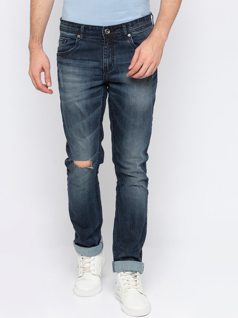 

Globus Men Blue Slim Fit Low-Rise Slash Knee Stretchable Jeans