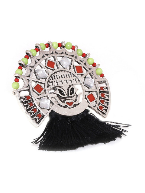 

Studio Voylla Women Multi-Coloured Rhodium Plated Enamelled Ring