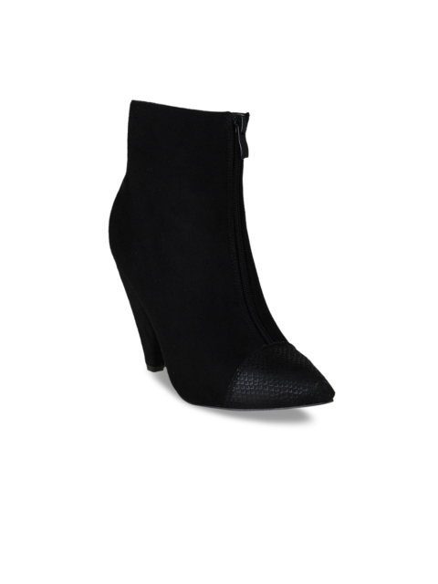 

SHUZ TOUCH Women Black Solid Heeled Boots