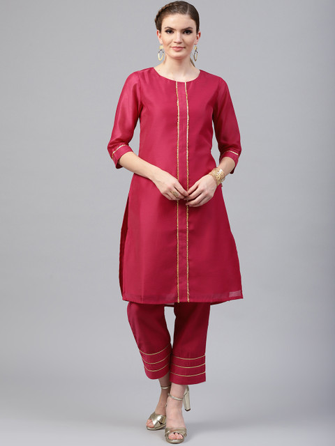 

Juniper Women Magenta Solid Straight Kurta