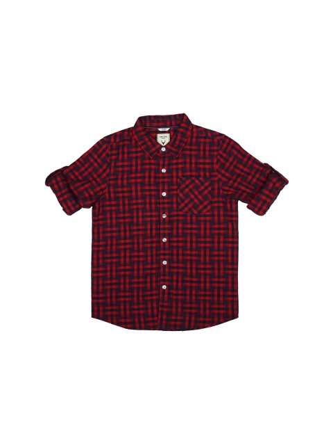 

Allen Solly Junior Boys Red Regular Fit Checked Casual Shirt