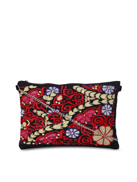 

Diwaah Black & Red Self Design Sling Bag
