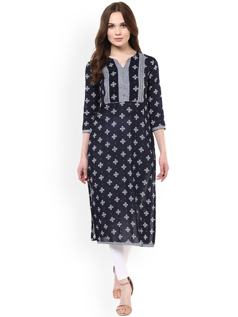 

StyleStone Women Black and Off-White Printed Kurta