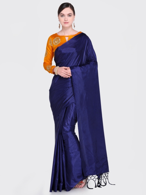 

Colors Navy Blue Solid Poly Silk Saree