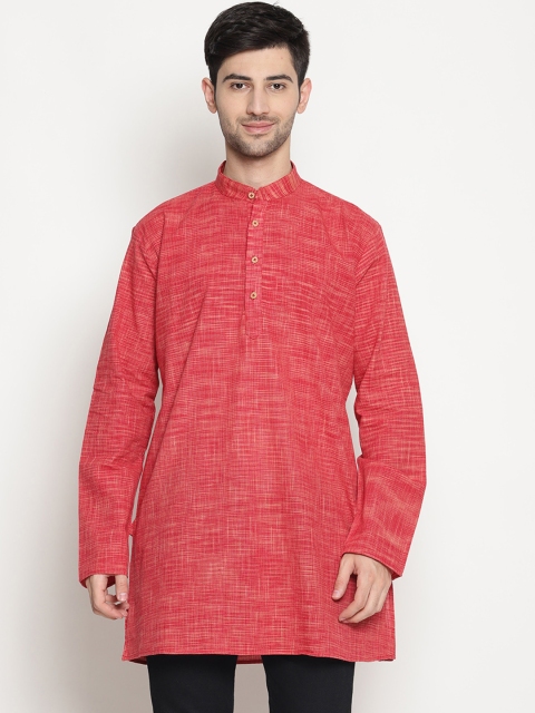 

TATTVA Men Red Solid Straight Kurta