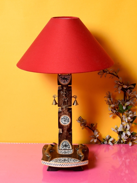 

Unravel India Red & Brown Solid Table Top Lamp with Shade