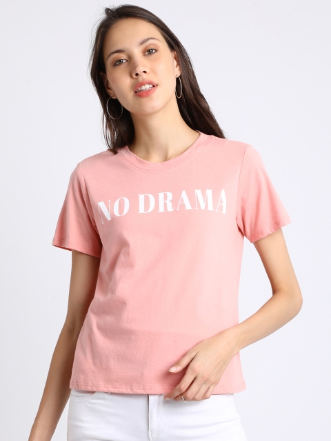 

Besiva Women Pink Solid Round Neck T-shirt