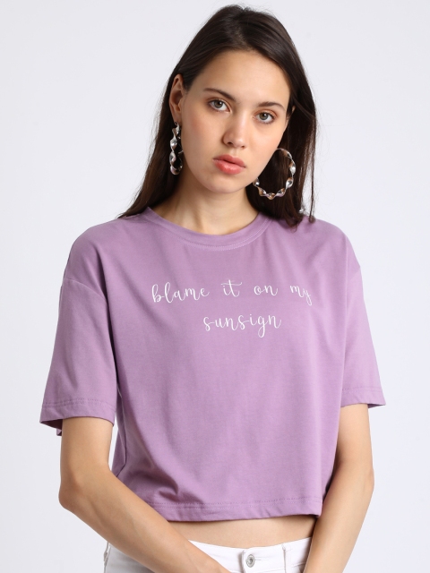 

Besiva Women Purple Solid Round Neck T-shirt