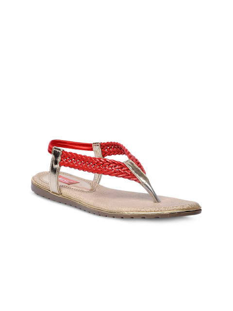 

MSC Women Red Solid Synthetic Open Toe Flats