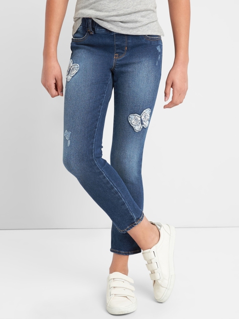 

GAP Girls Superdenim Butterfly Patch Favourite Jeggings With Fantastiflex, Blue