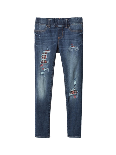 

GAP Girls 1969 Plaid Rip And Repair High Stretch Jeggings, Blue
