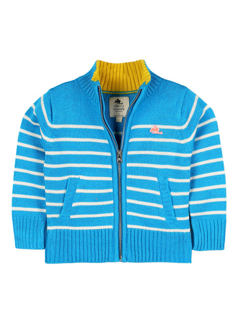 

Cherry Crumble Kids Blue & White Solid Cardigan