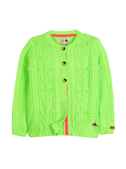 

Cherry Crumble Kids Green Solid Cardigan