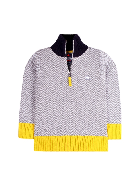 

Cherry Crumble Kids Grey & Yellow Solid Acrylic Pullover