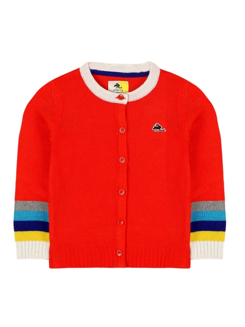 

Cherry Crumble Kids Red Solid Cardigan