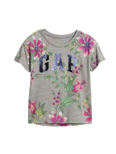 

GAP Girls Print Logo T-Shirt, Grey