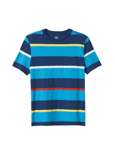 

GAP Boys Blue Striped Pocket T-Shirt