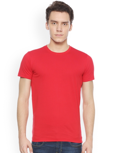 

Peter England Casuals Men Red Solid Round Neck T-shirt