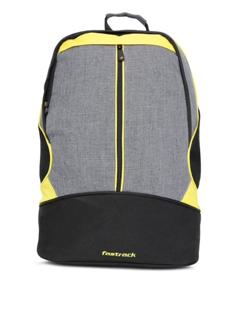 

Fastrack Men Grey & Black Colourblocked Backpack