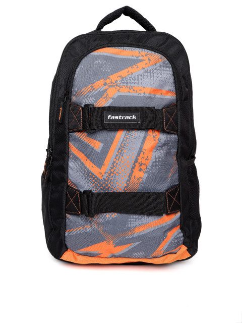 

Fastrack Men Black & Orange Graphic Backpack