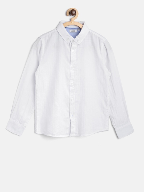 

OVS Boys White Regular Fit Herringbone Weave Casual Shirt