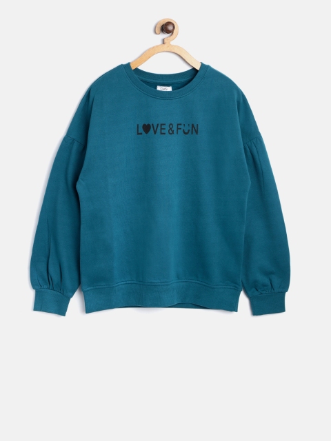 

OVS Girls Teal Blue Printed Detail Sweatshirt